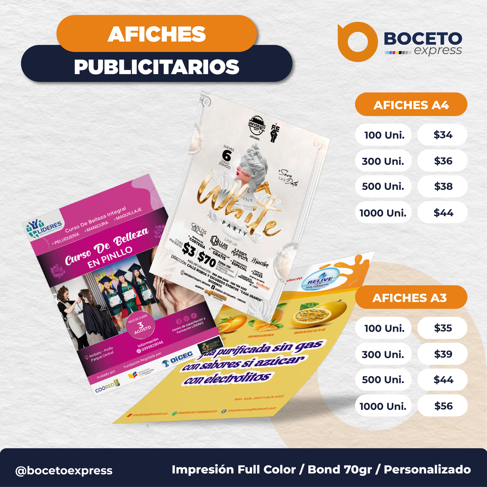 Afiches en papel bond